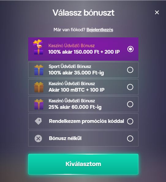 regisztráció az SG casino